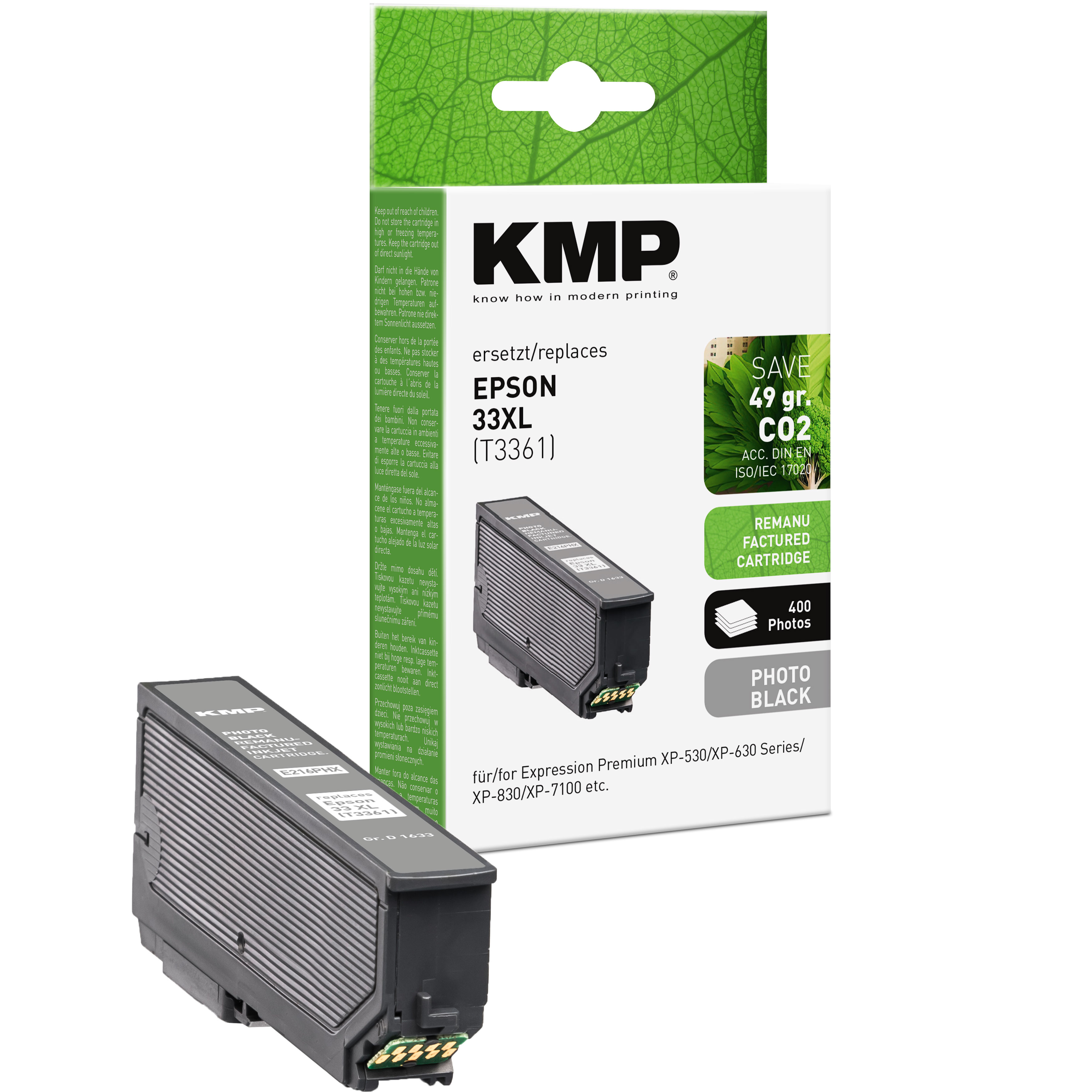 KMP E216PHX kompatibilní inkoustová kazeta Epson 33XL(T3361), černá
