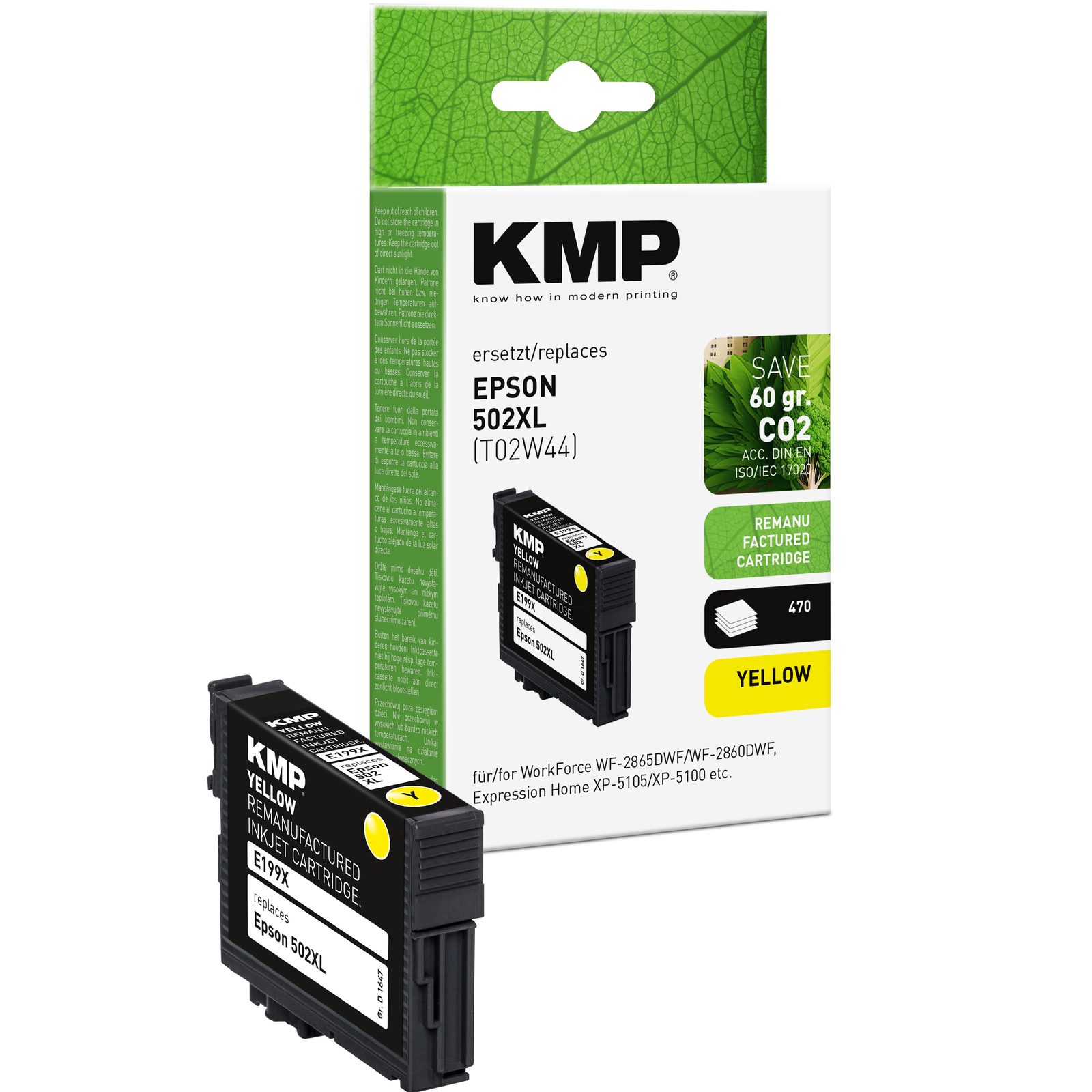 KMP E199X renovovaná inkoustová kazeta Epson 502XL, žlutá