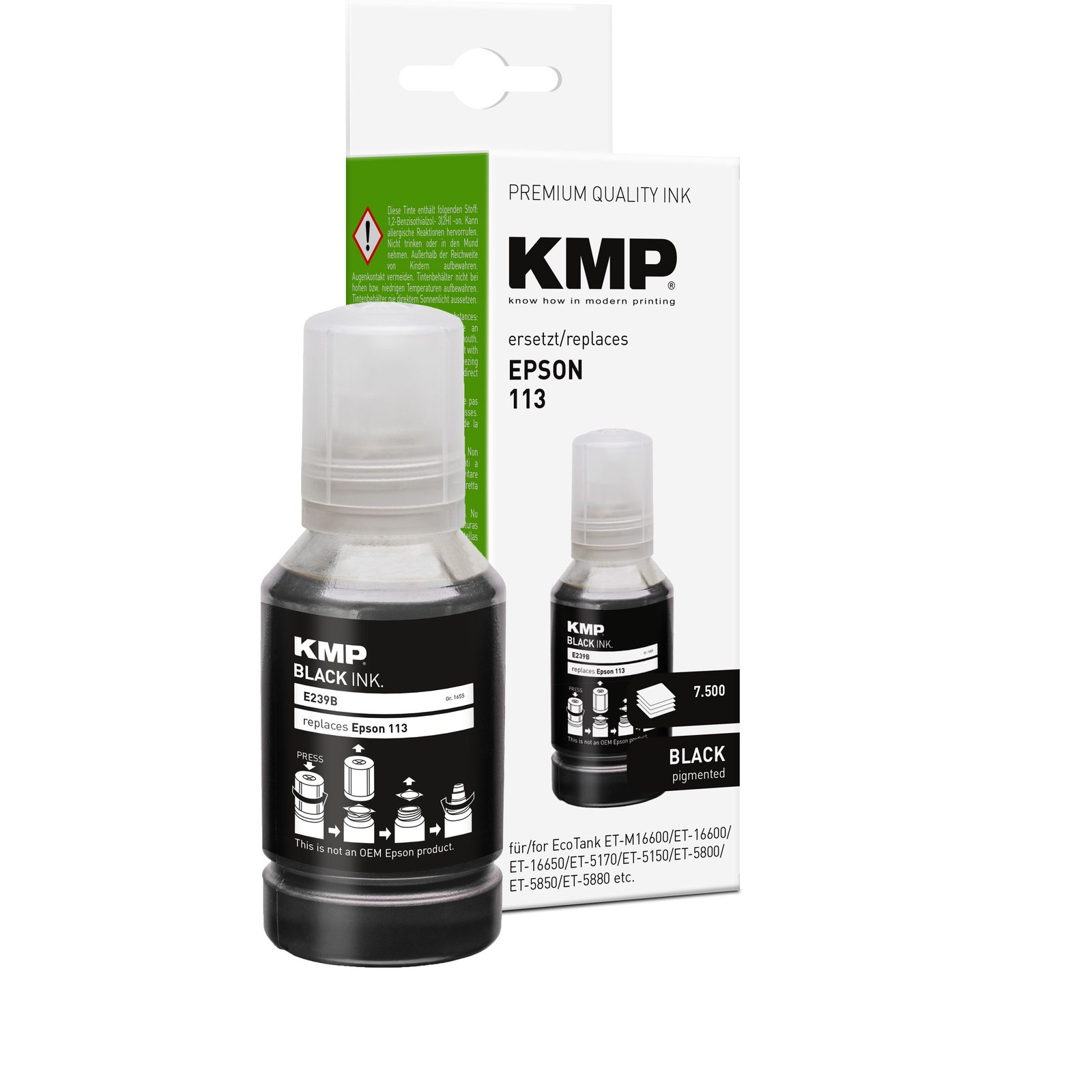 KMP E239B kompatibilní inkoustová kazeta Epson 113, černá