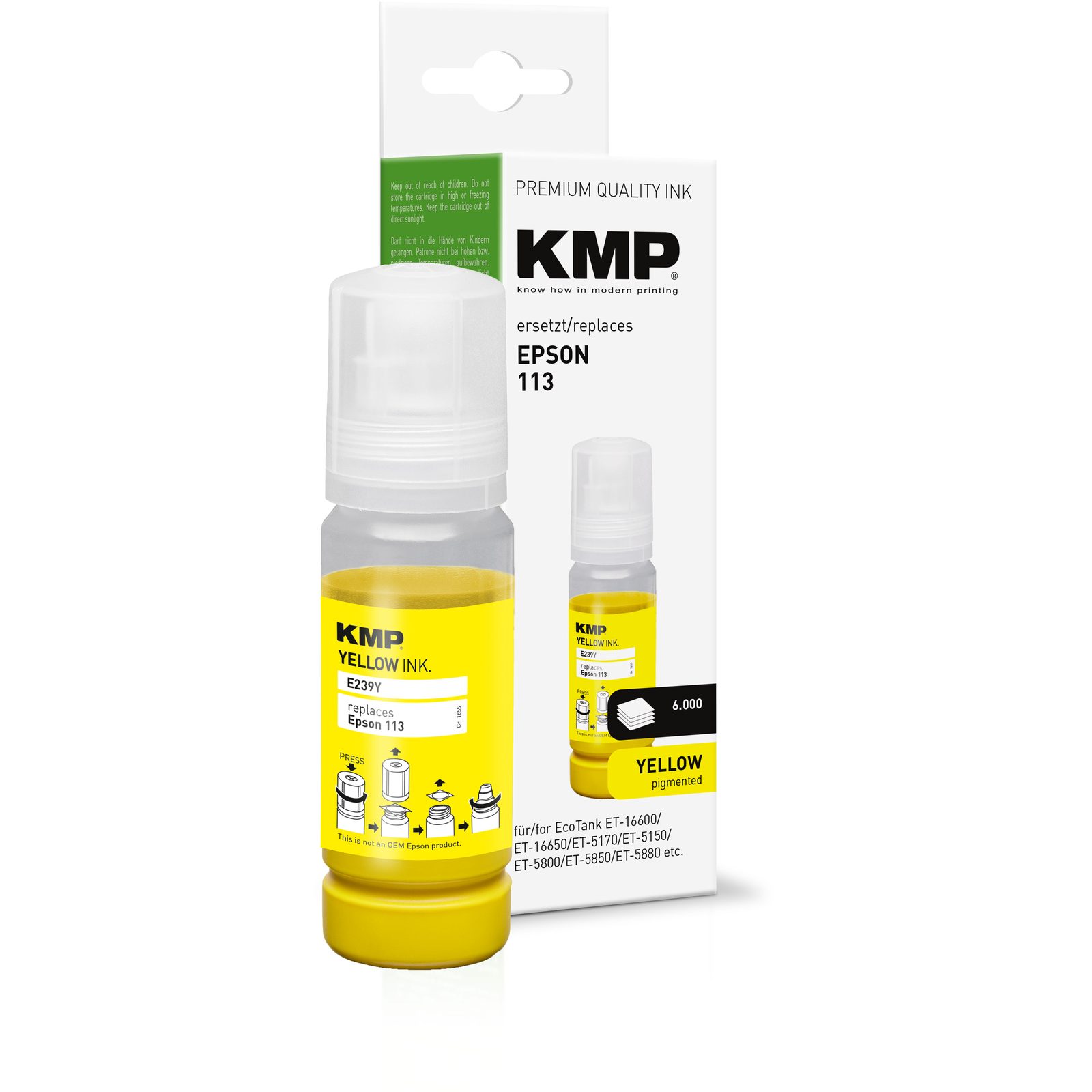 KMP E239Y kompatibilní inkoustová kazeta Epson 113, žlutá