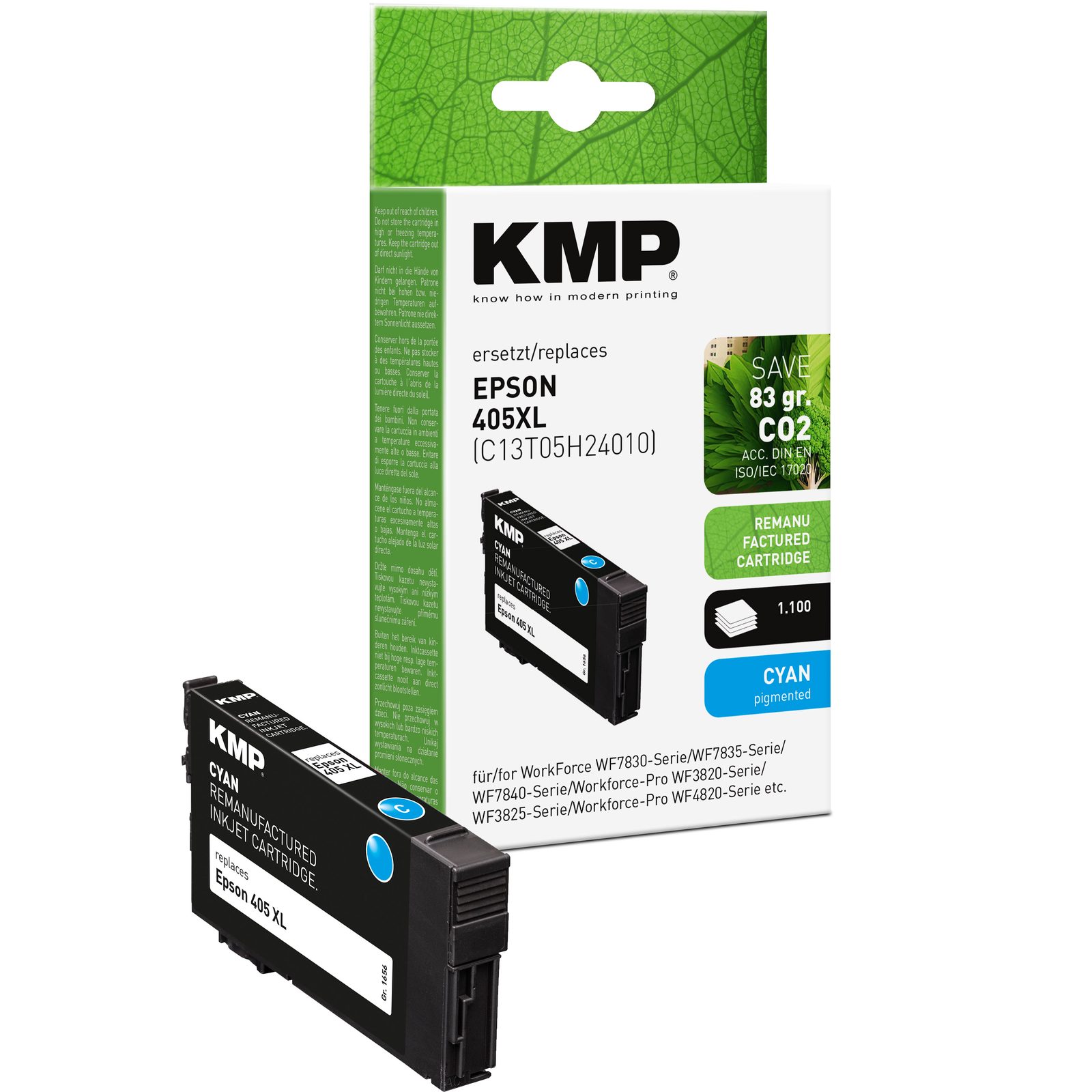 KMP E300C renovovaná inkoustová kazeta Epson C13T05H34010 (405XL), azurová