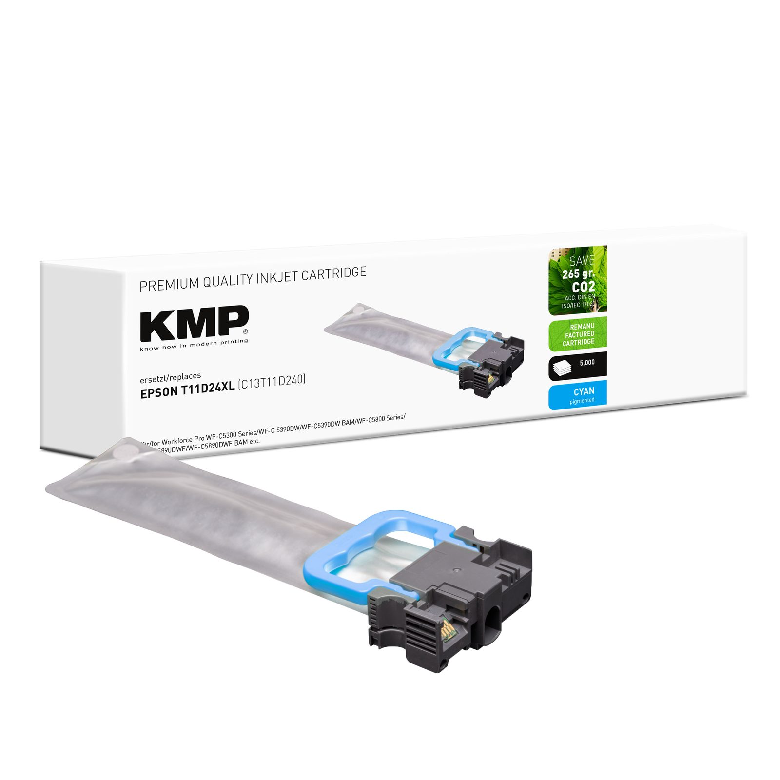 KMP E301C renovovaná inkoustová kazeta Epson T11D24XL (C13T11D24), azurová