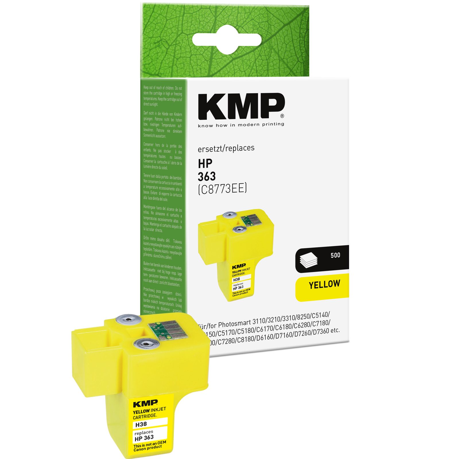 KMP H38 inkoustová kazeta inkoustová kazeta HP 363 (C8773EE), žlutá