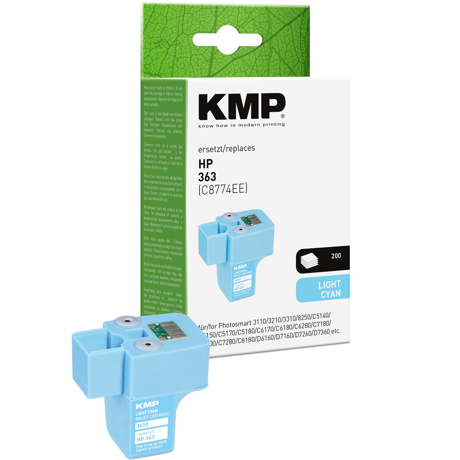 KMP H39 inkoustová kazeta inkoustová kazeta HP 363 (C8774EE), azurová