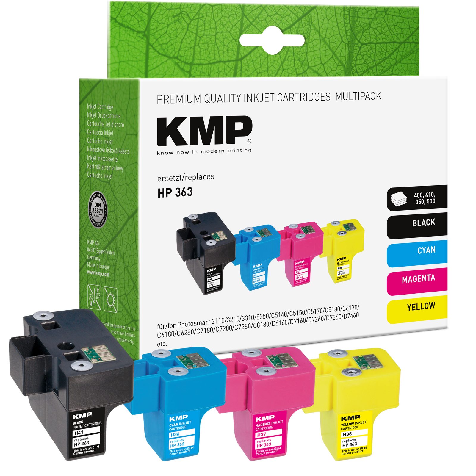 KMP H41V inkoustová kazeta inkoustová kazeta HP 363 (C8721EE/,C8771EE/,C8772EE/,C8773EE), černá
