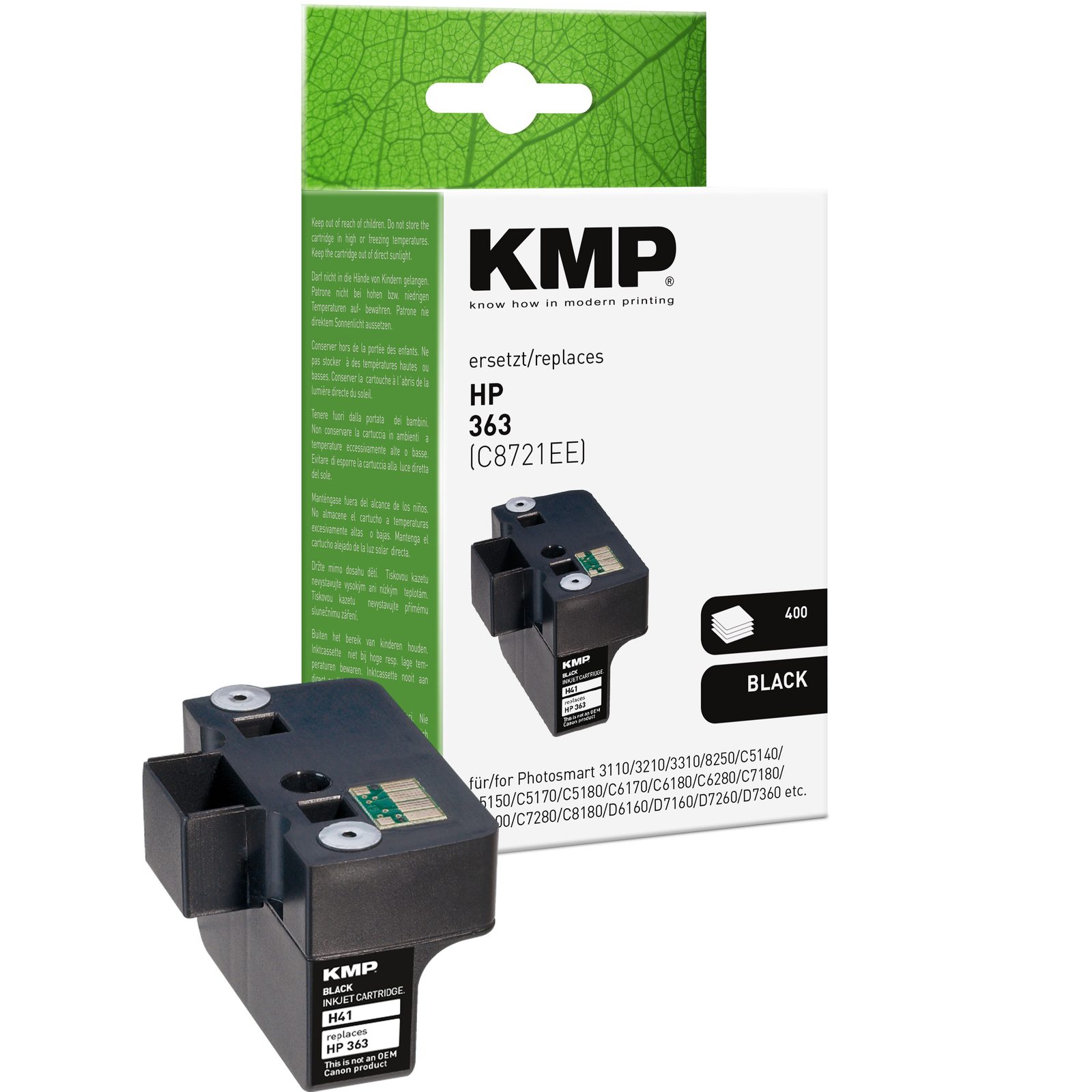 KMP H41 inkoustová kazeta inkoustová kazeta HP 363 (C8721EE), černá