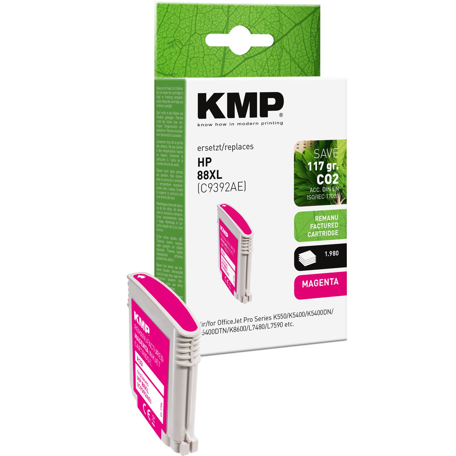 KMP H33 inkoustová kazeta inkoustová kazeta HP 88XL (C9392AE), purpurová