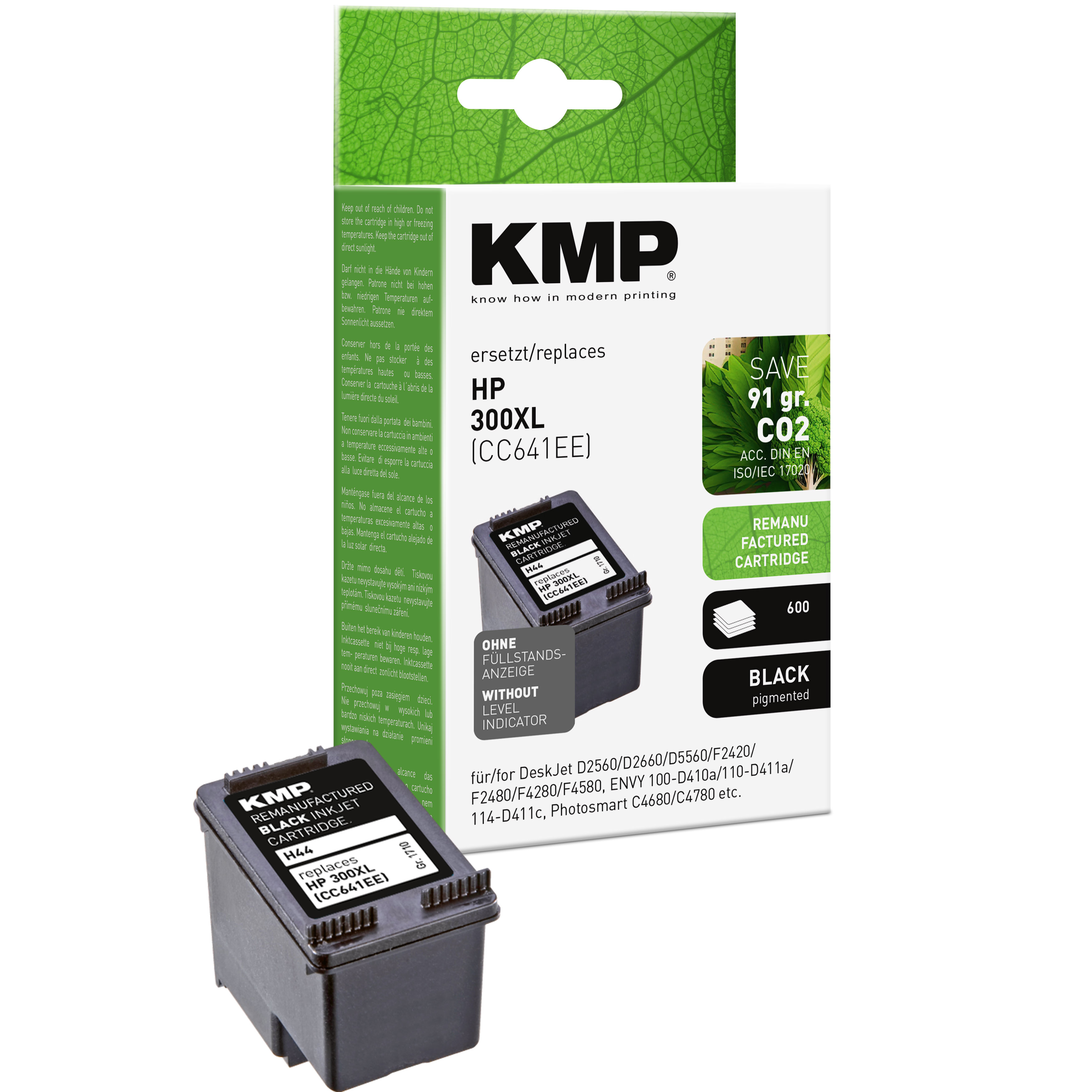 KMP H44 inkoustová kazeta inkoustová kazeta HP 300XL (CC641EE), černá