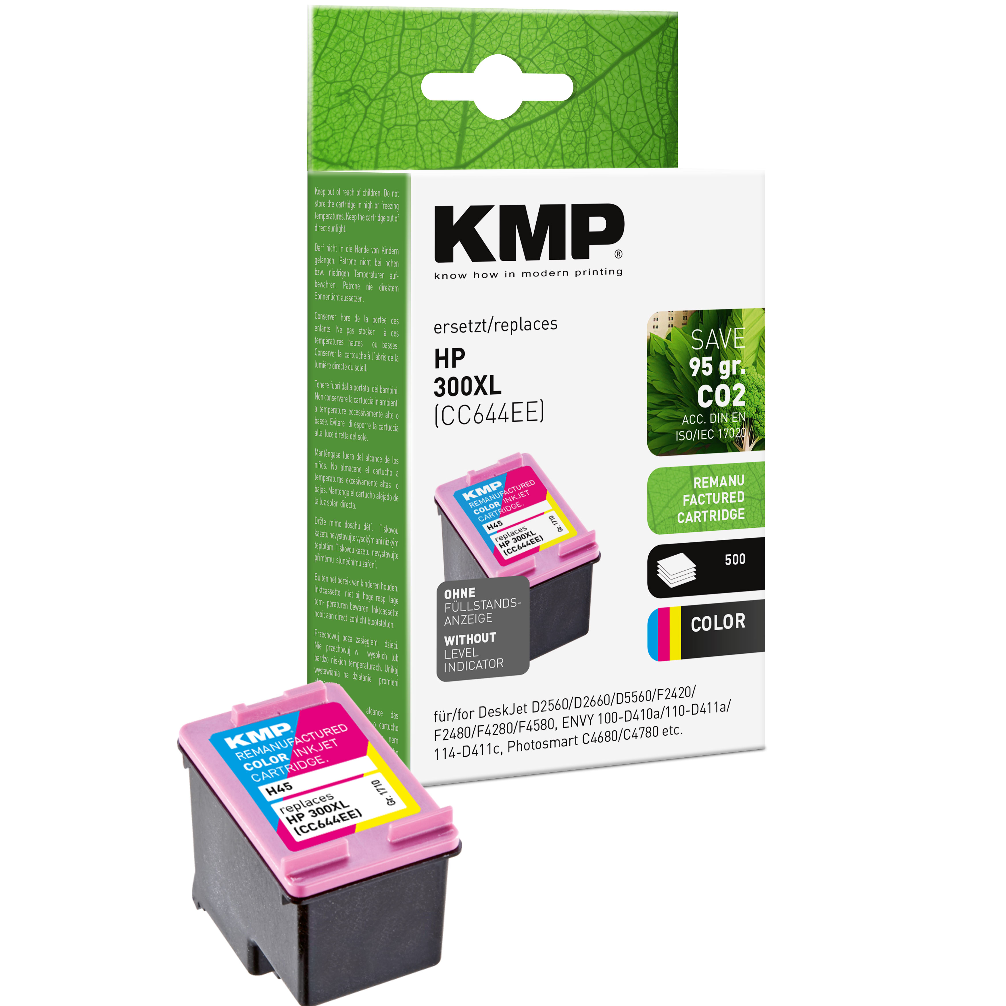 KMP H45 inkoustová kazeta inkoustová kazeta HP 300XL (CC644EE), barevná