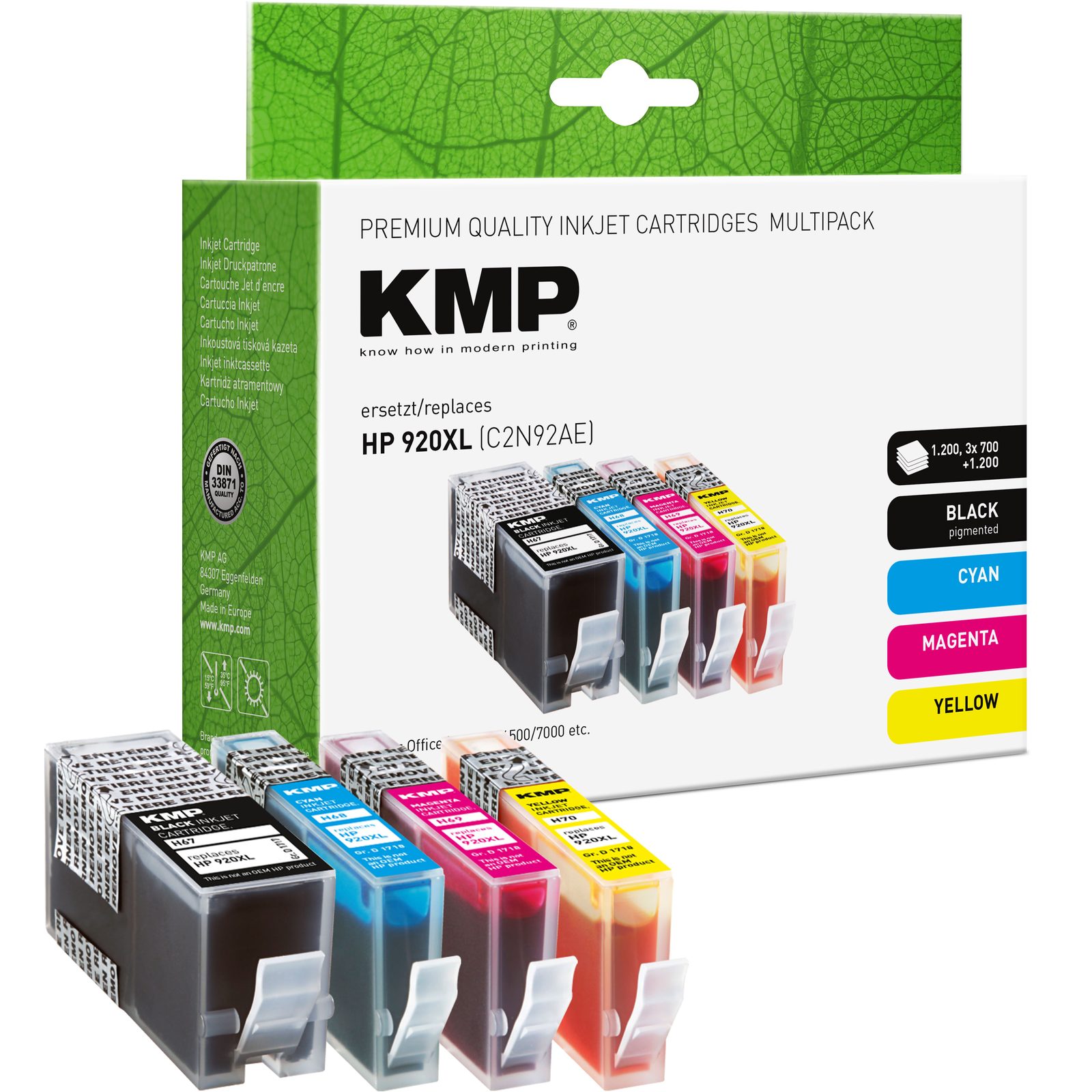 KMP H67V inkoustová kazeta inkoustová kazeta HP 920XL (CD975AE/,CD972AE/,CD973AE/,CD974AE), černá