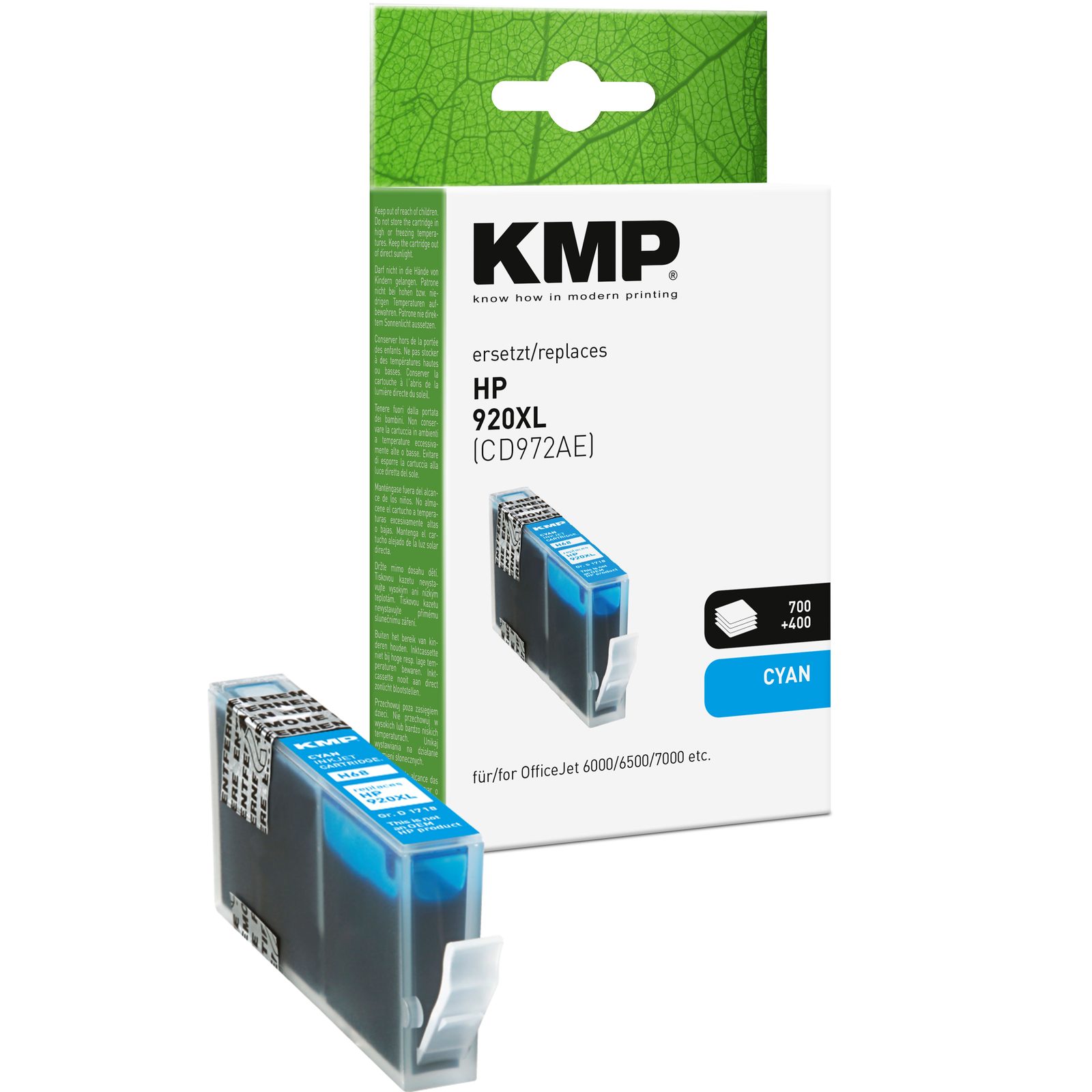 KMP H68 inkoustová kazeta inkoustová kazeta HP 920XL (CD972AE), azurová