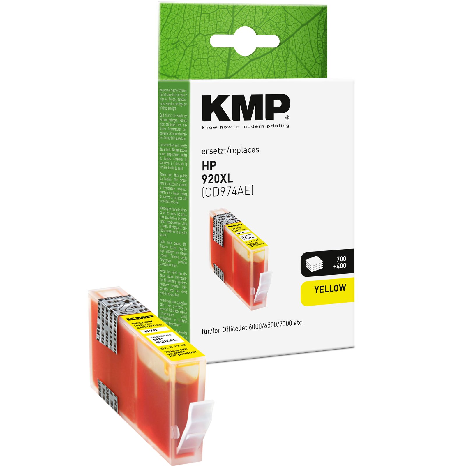 KMP H70 inkoustová kazeta inkoustová kazeta HP 920XL (CD974AE), žlutá