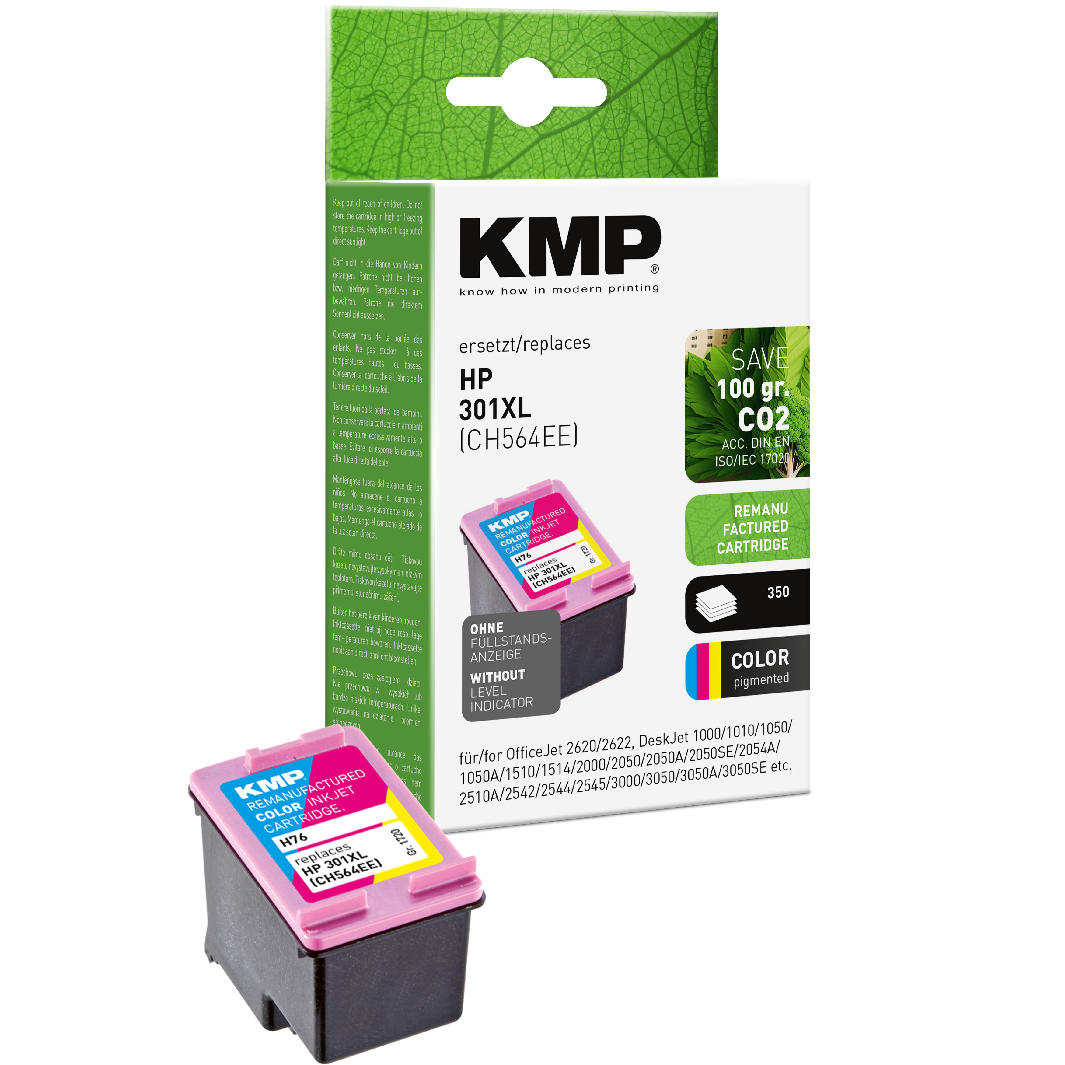 KMP H76 inkoustová kazeta inkoustová kazeta HP 301XL (CH564EE), barevná