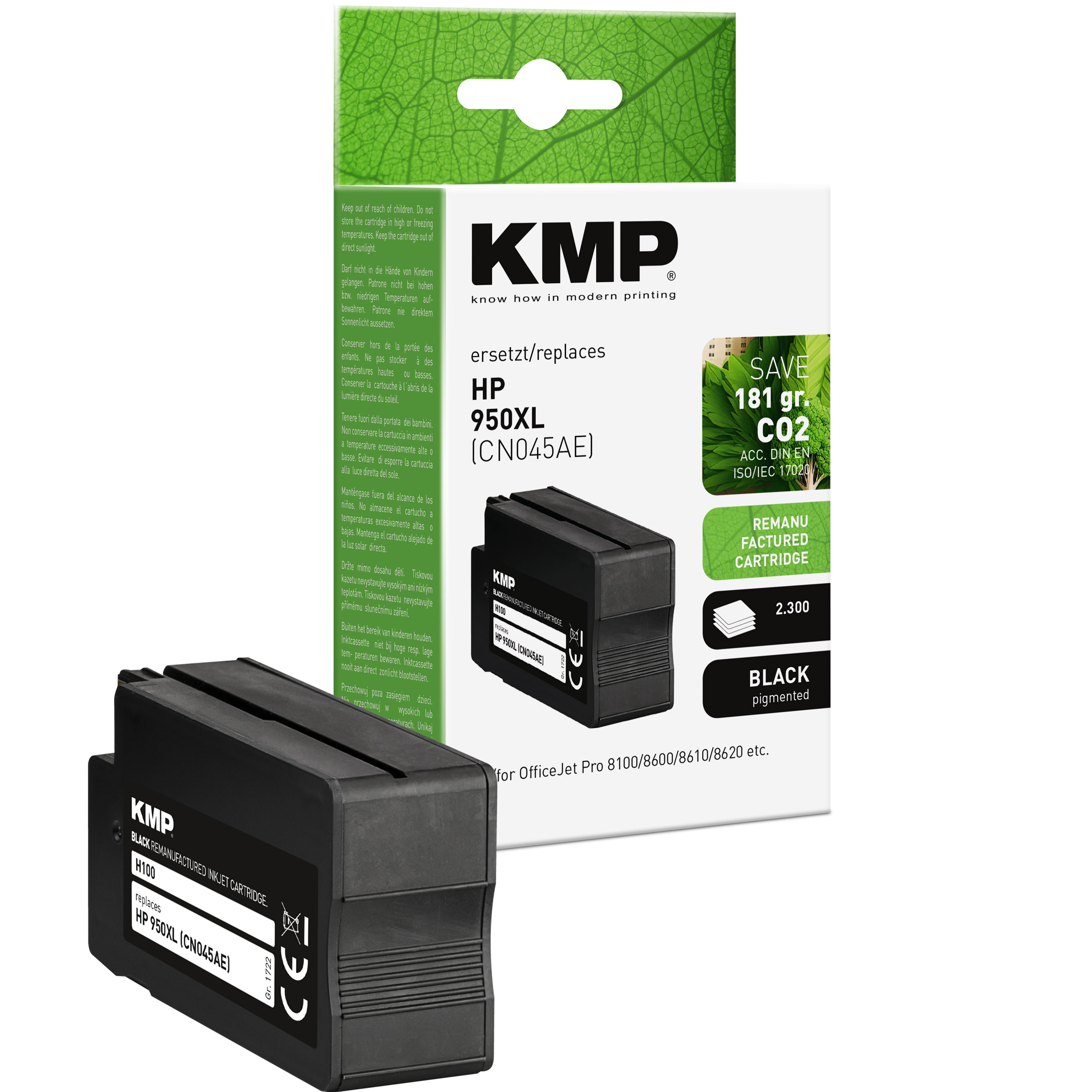KMP H100 inkoustová kazeta inkoustová kazeta HP 950XL (CN045AE), černá