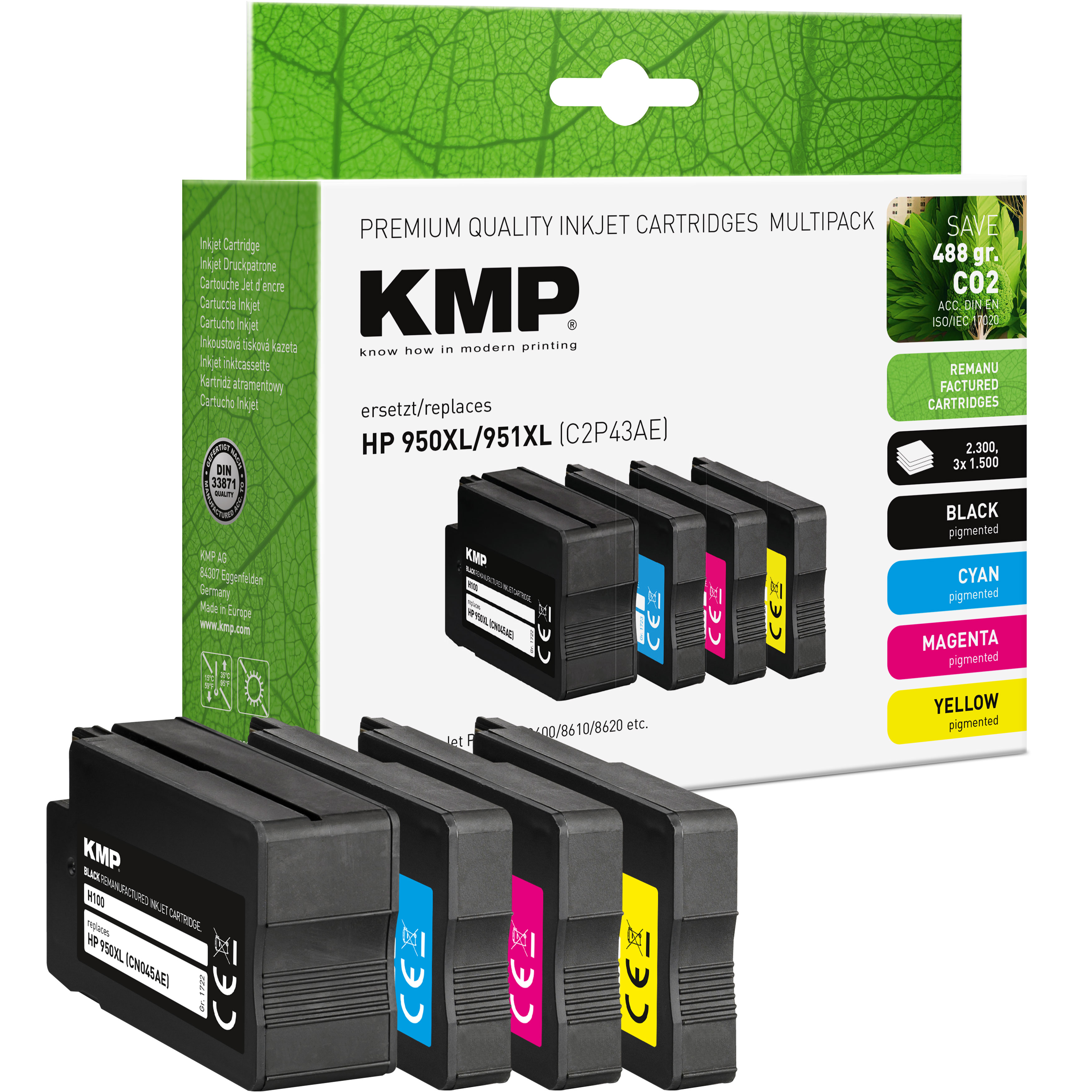 KMP H100V inkoustová kazeta inkoustová kazeta HP 950XL/951XL (CN045AE/,CN046AE/,CN047AE/,CN048AE), černá