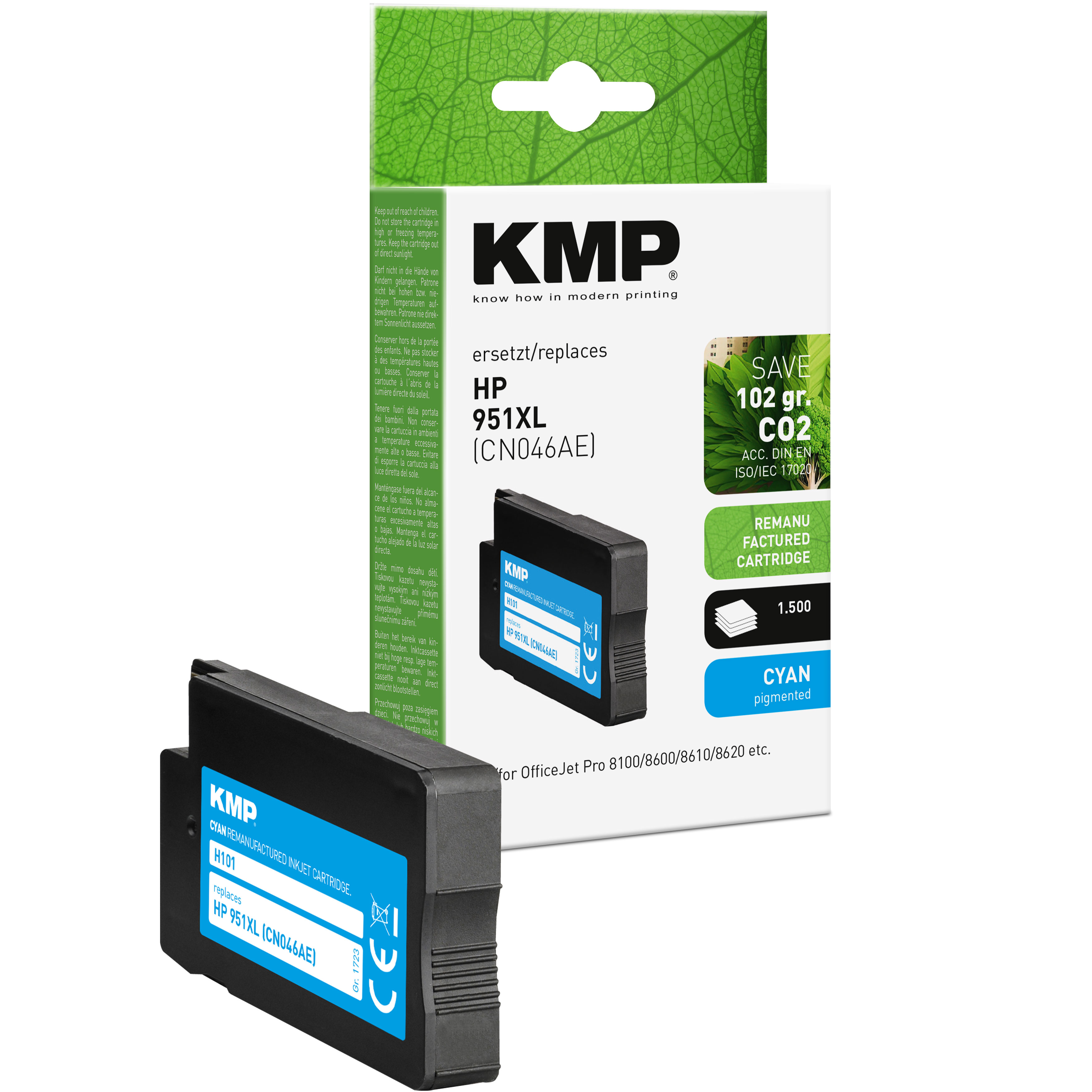 KMP H101 inkoustová kazeta inkoustová kazeta HP 951XL (CN046AE), azurová