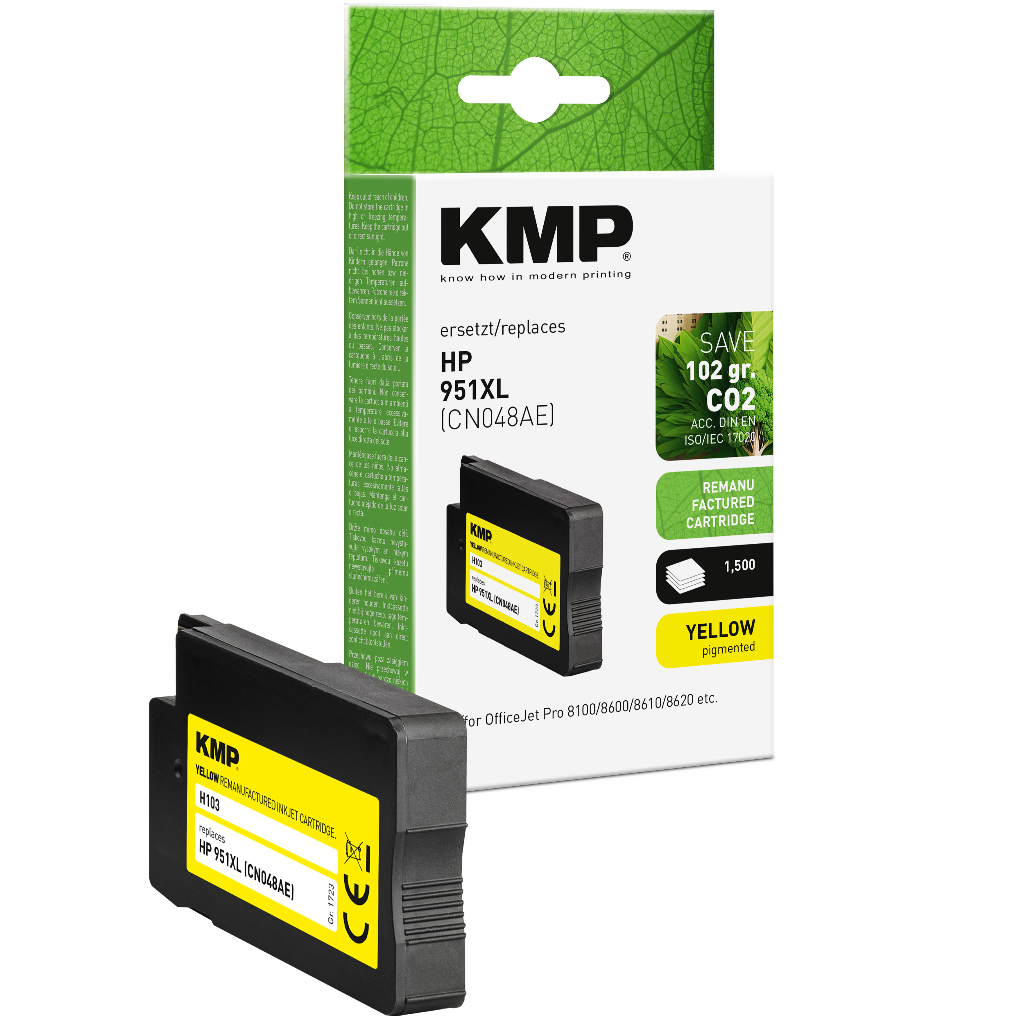 KMP H103 inkoustová kazeta inkoustová kazeta HP 951XL (CN048AE), žlutá