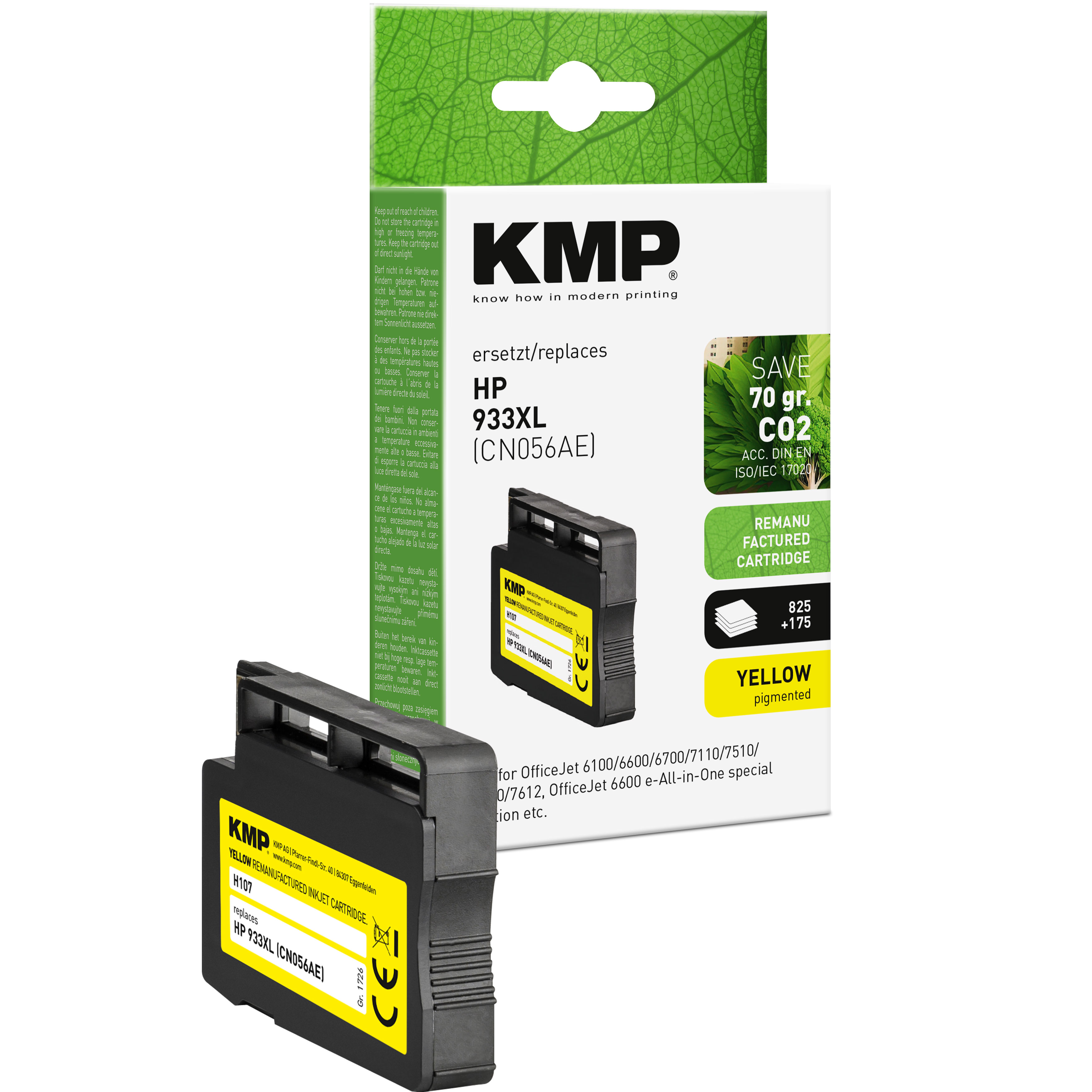 KMP H107 inkoustová kazeta inkoustová kazeta HP 933XL (CN056AE), žlutá