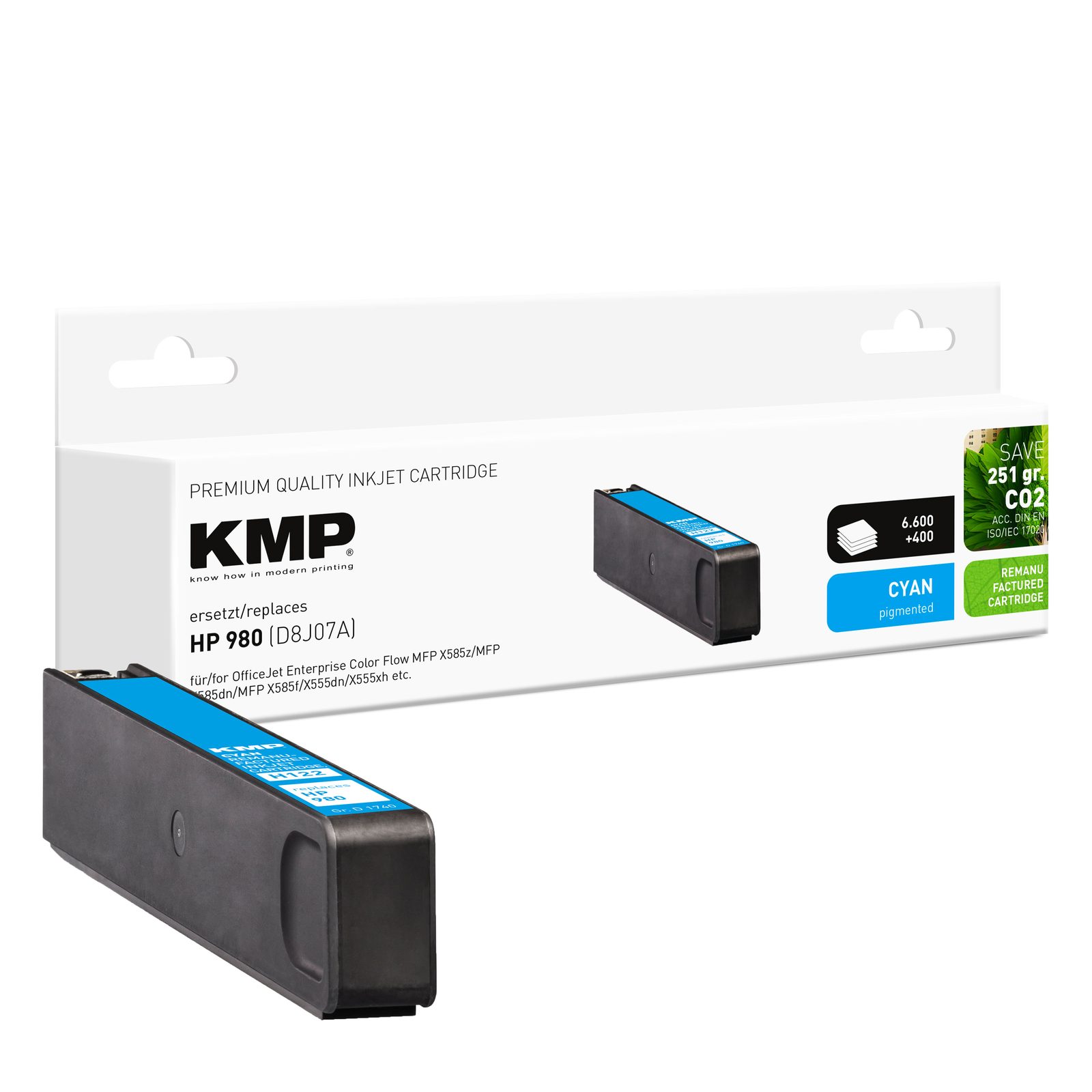 KMP H122 inkoustová kazeta inkoustová kazeta HP 980 (D8J07A), azurová