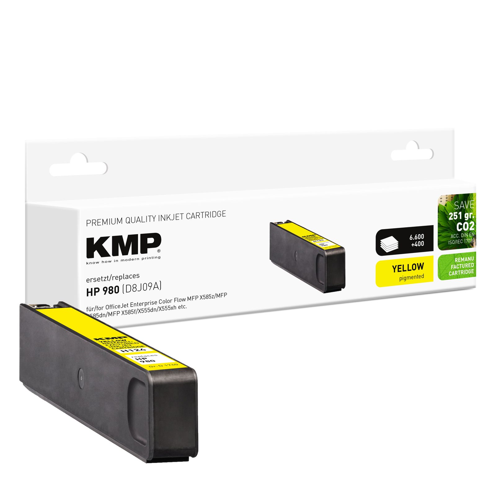 KMP H124 inkoustová kazeta inkoustová kazeta HP 980 (D8J09A), žlutá