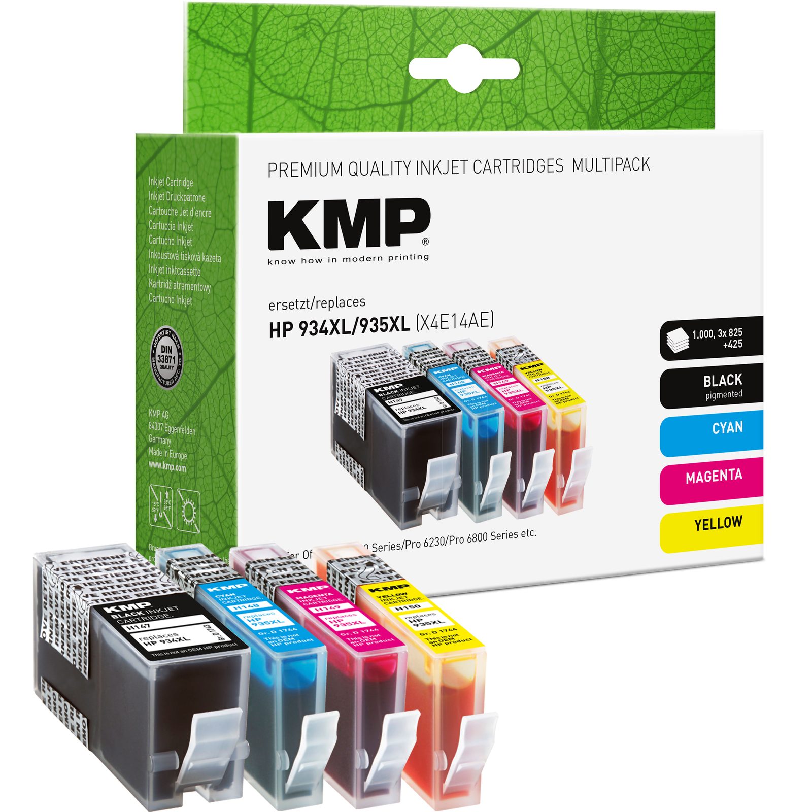 KMP H147V inkoustová kazeta inkoustová kazeta HP934XL, HP935XL,(C2P23AE, C2P24AE, C2P25AE, C2P26AE), černá
