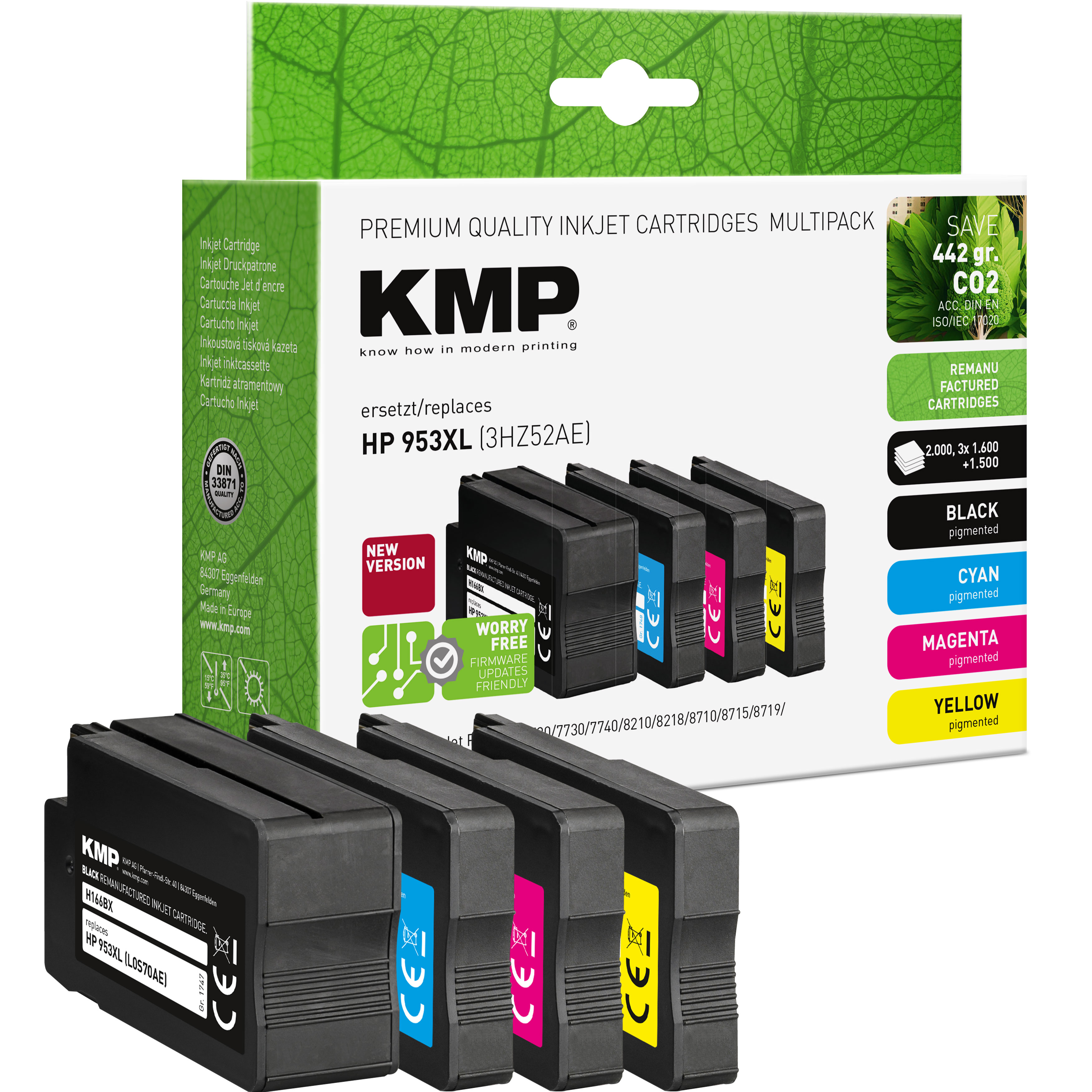 KMP H166VX inkoustová kazeta inkoustová kazeta HP953XL ,(L0S07AE, F6U164AE, F6U17AE, F6U18AE), černá
