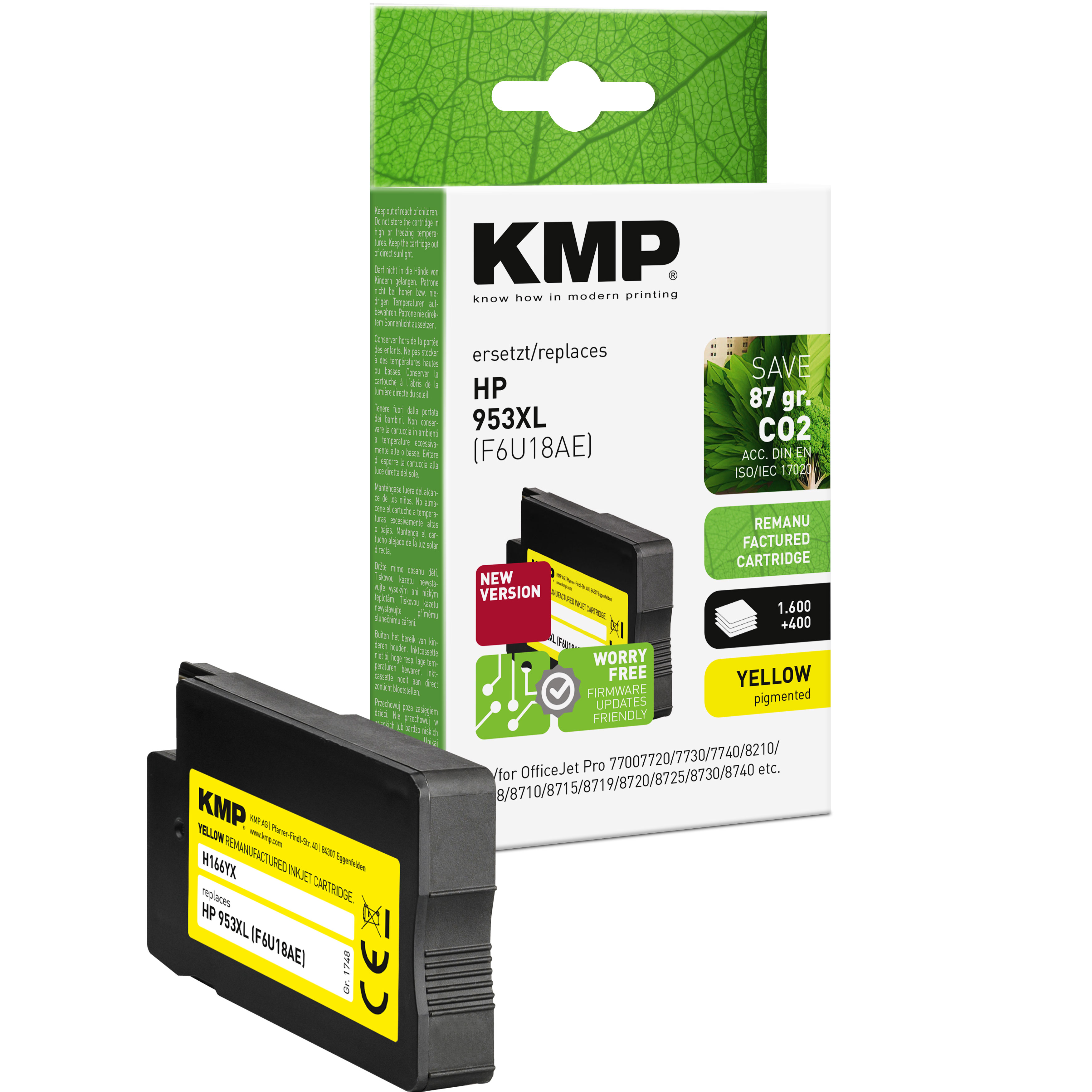 KMP H166YX inkoustová kazeta inkoustová kazeta HP 953XL (F6U18AE), žlutá