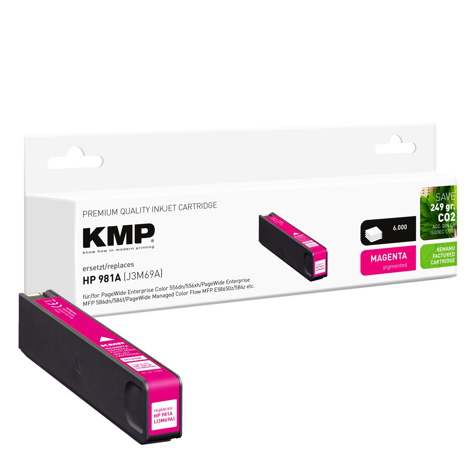 KMP H169M inkoustová kazeta inkoustová kazeta HP 981A (J3M69A), purpurová