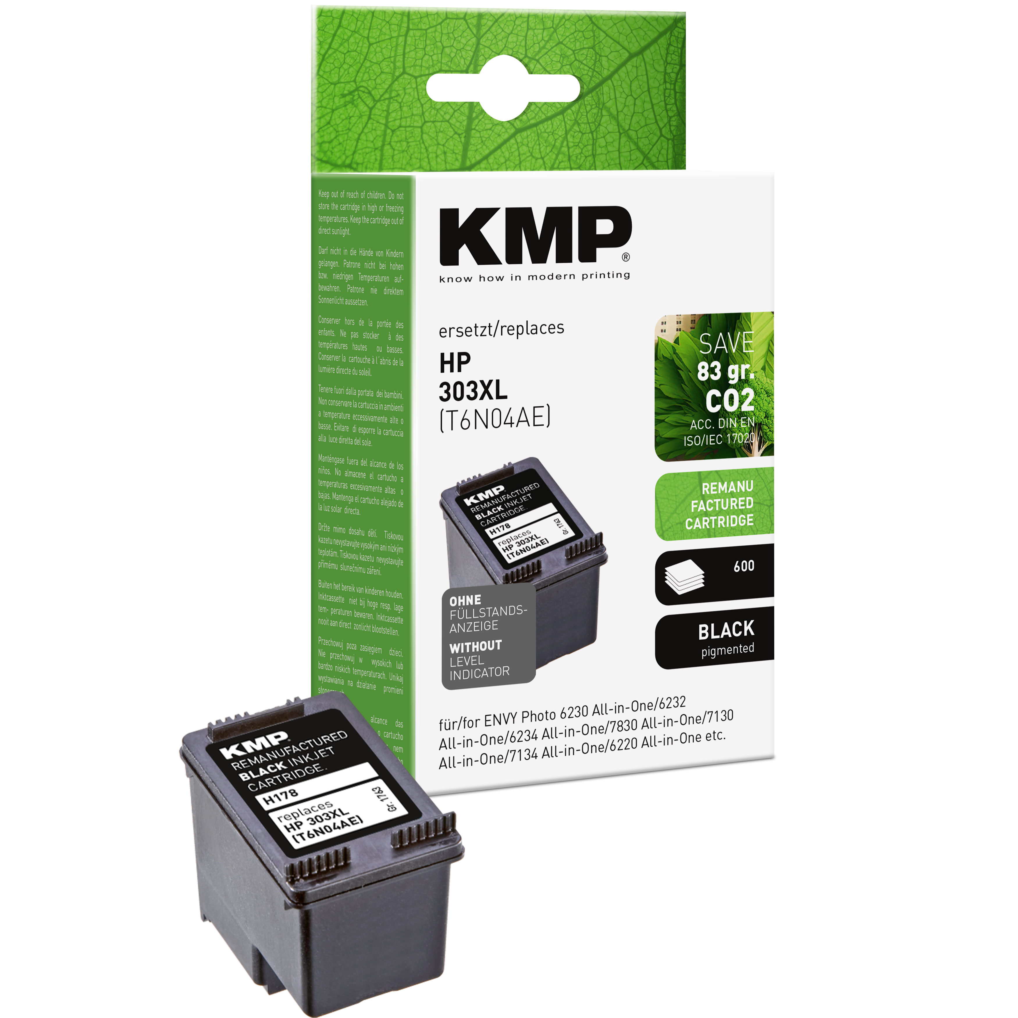 KMP H178 inkoustová kazeta inkoustová kazeta HP 303XL (T6N04AE), černá