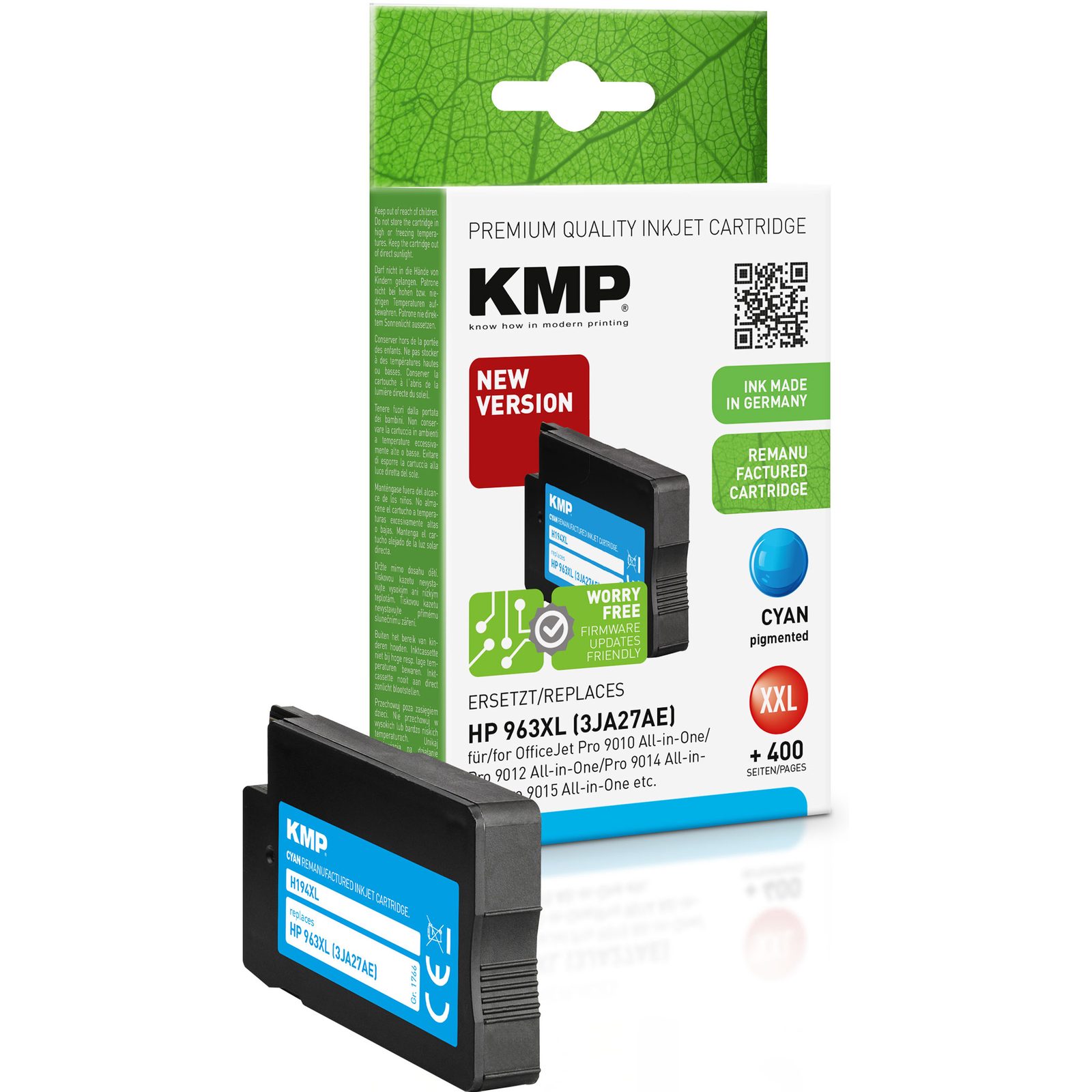 KMP H207 inkoustová kazeta inkoustová kazeta HP 963XL (3JA27AE), azurová