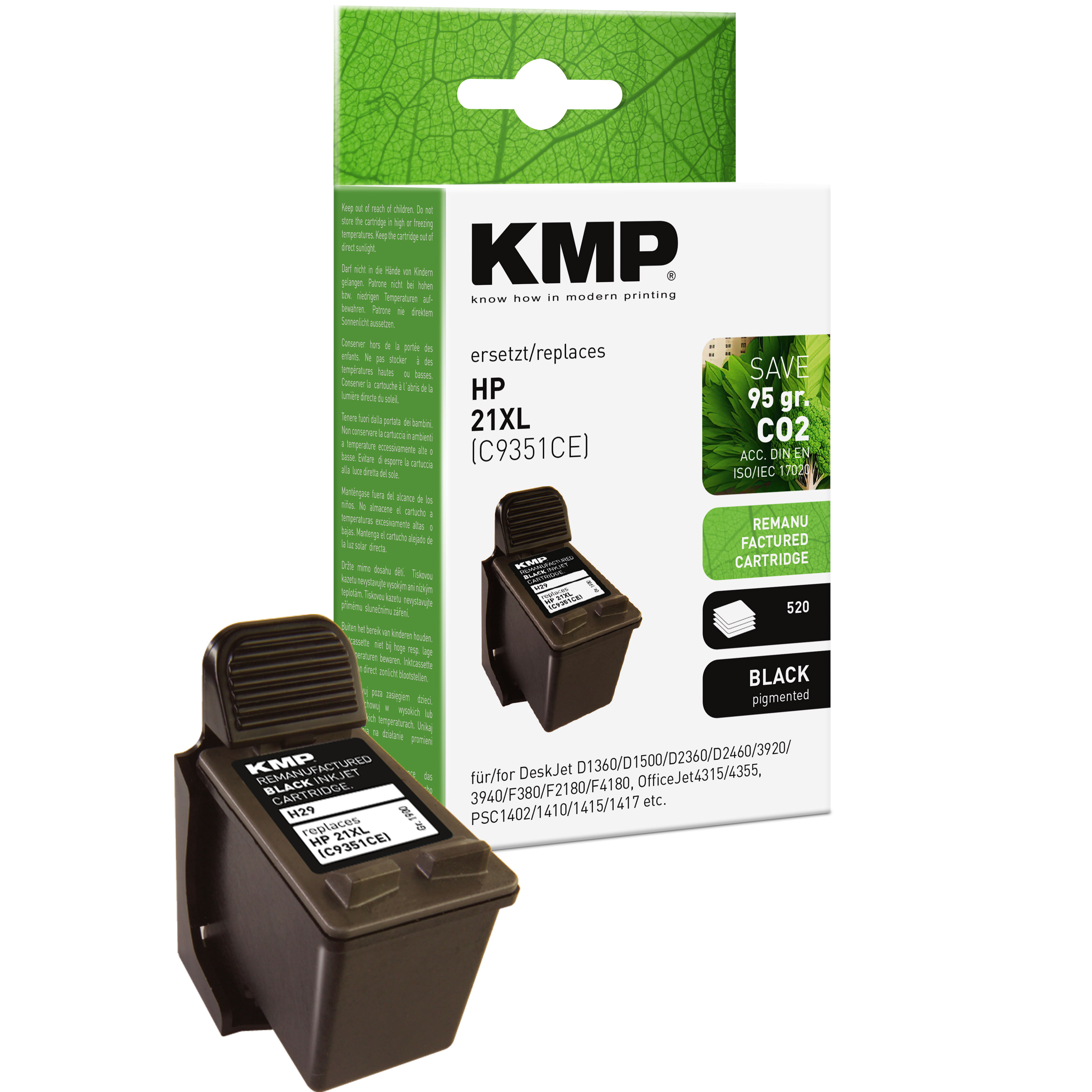 KMP H29 inkoustová kazeta inkoustová kazeta HP 21XL,(9351CE), černá