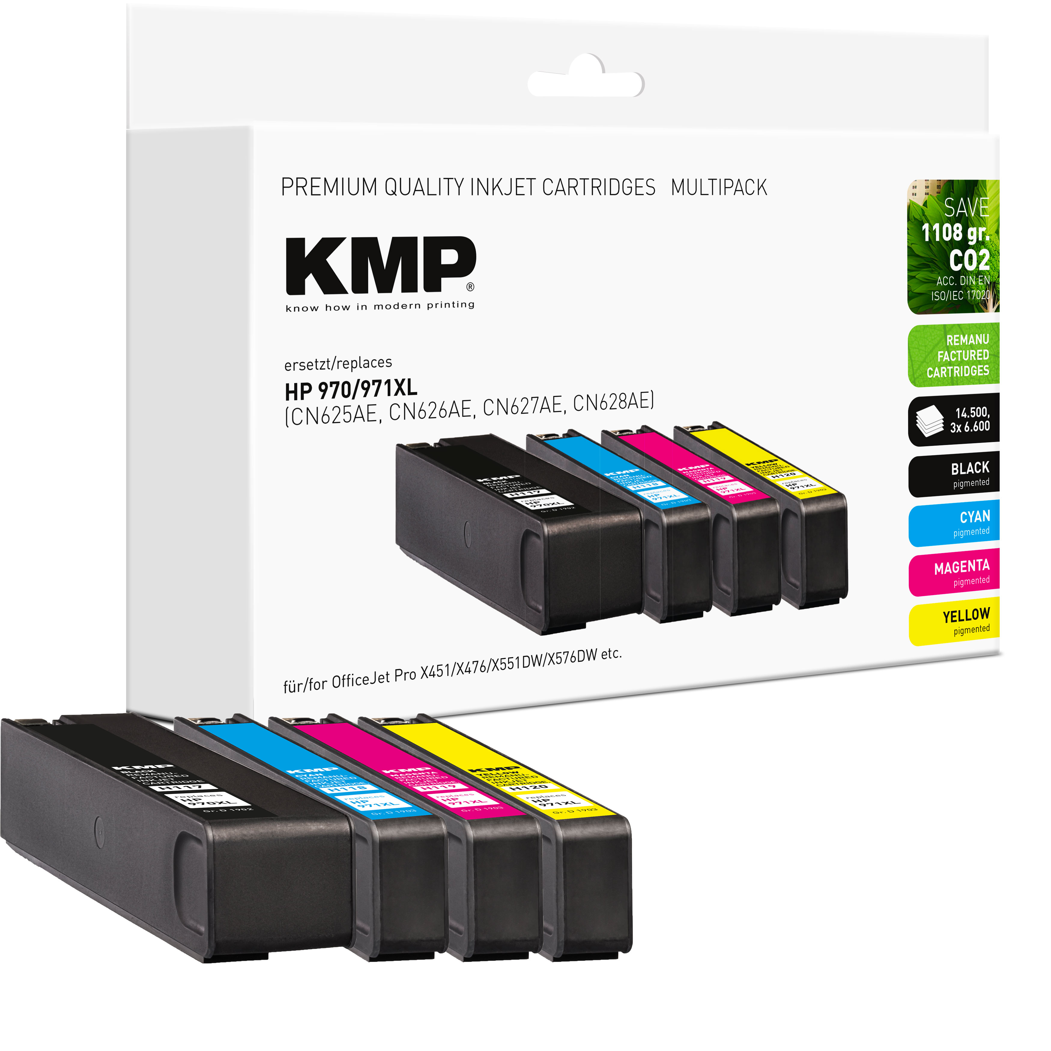 KMP H117V inkoustová kazeta inkoustová kazeta HP 970/971XL,(CN625AE/,CN626AE/,CN627AE/,CN628AE) / HP 971XL, černá