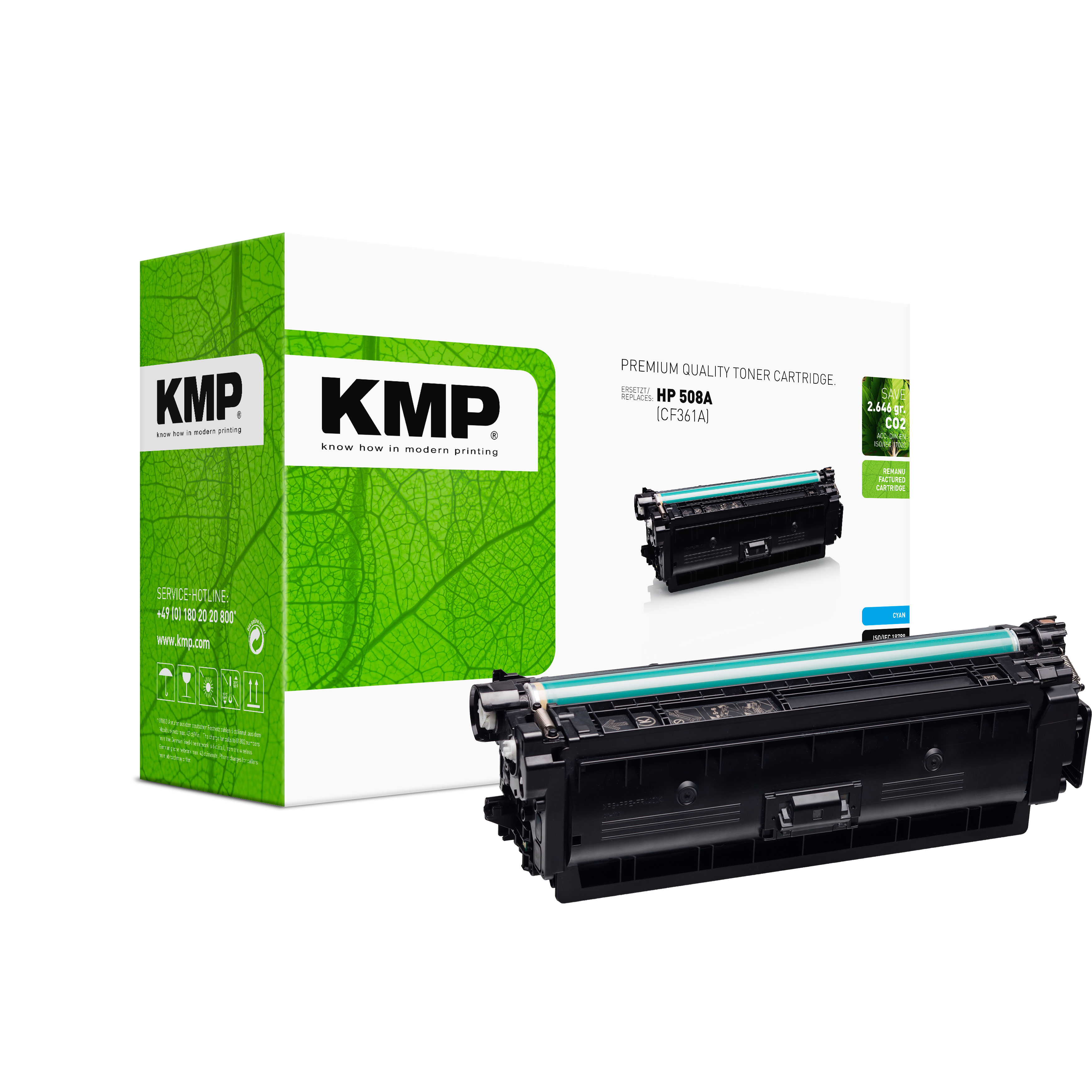 KMP H-T223C kompatibilní toner HP 508A (CF361A), azurový