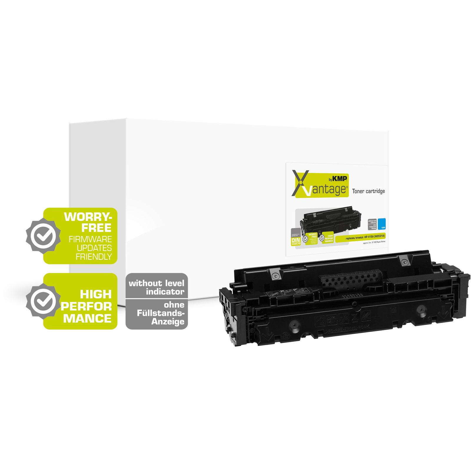 KMP H-T257CO kompatibilní toner HP 415A (W2031A), azurový