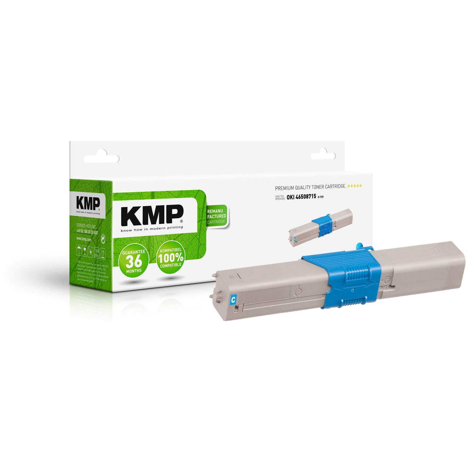 KMP O-T57 kompatibilní toner OKI 46508715, azurový