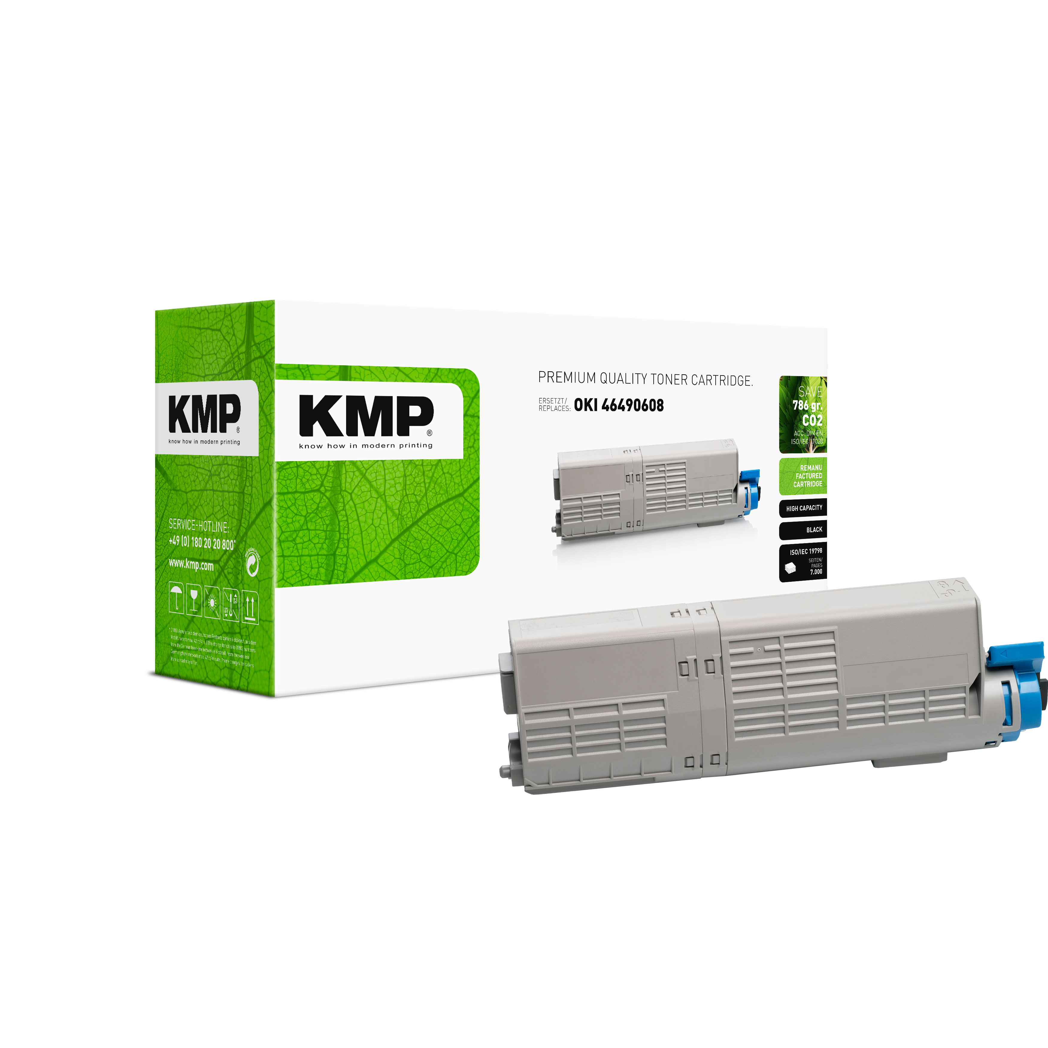 KMP O-T53X kompatibilní toner OKI 46490608, černý