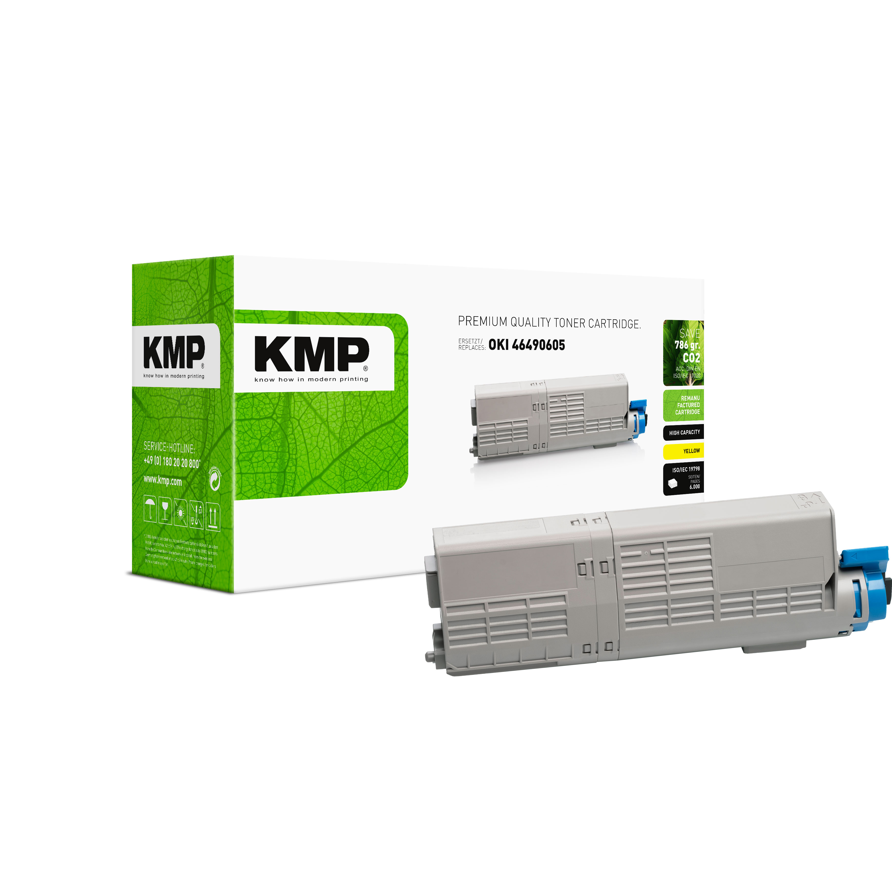 KMP O-T56X kompatibilní toner OKI 464906075, žlutý