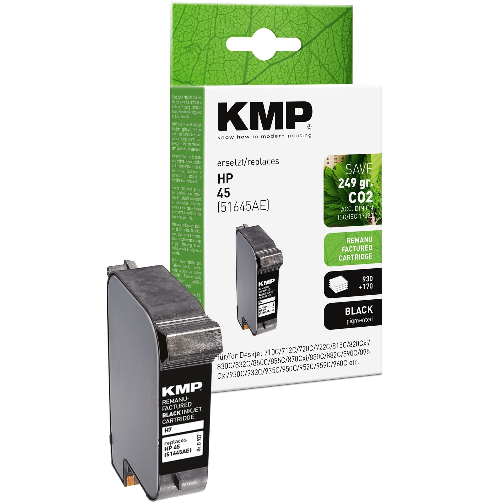 KMP H7 inkoustová kazeta inkoustová kazeta HP 45 (51645AE), černá