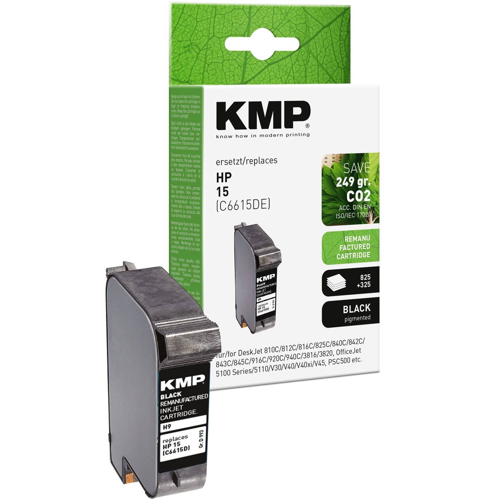 KMP H9 inkoustová kazeta inkoustová kazeta HP 15 (C6615D), černá
