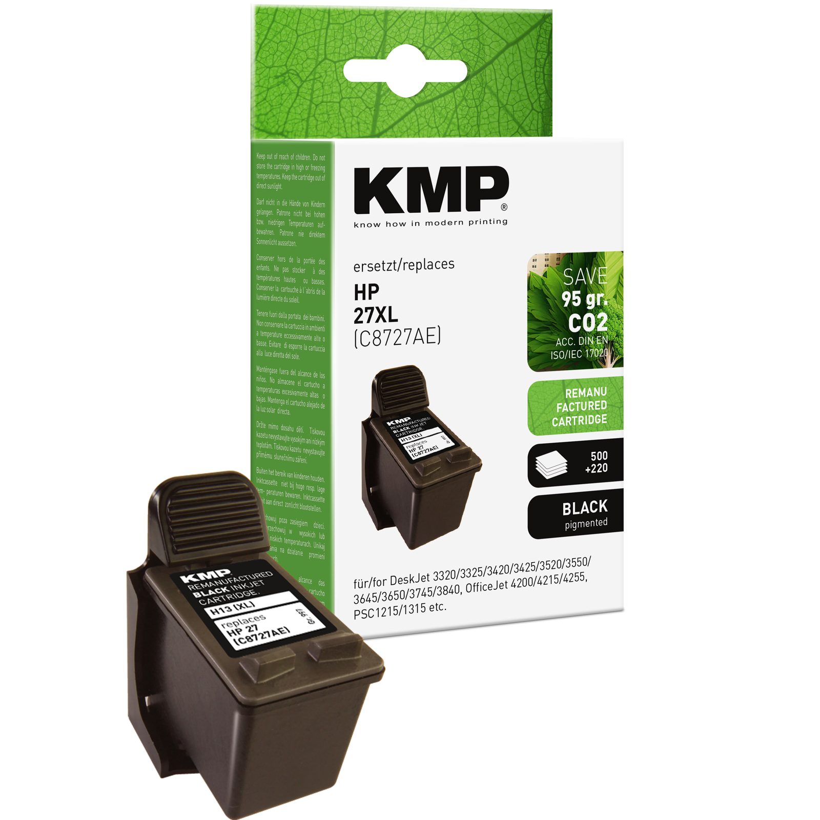 KMP H13 inkoustová kazeta inkoustová kazeta HP 27XL,(C8727AE), černá
